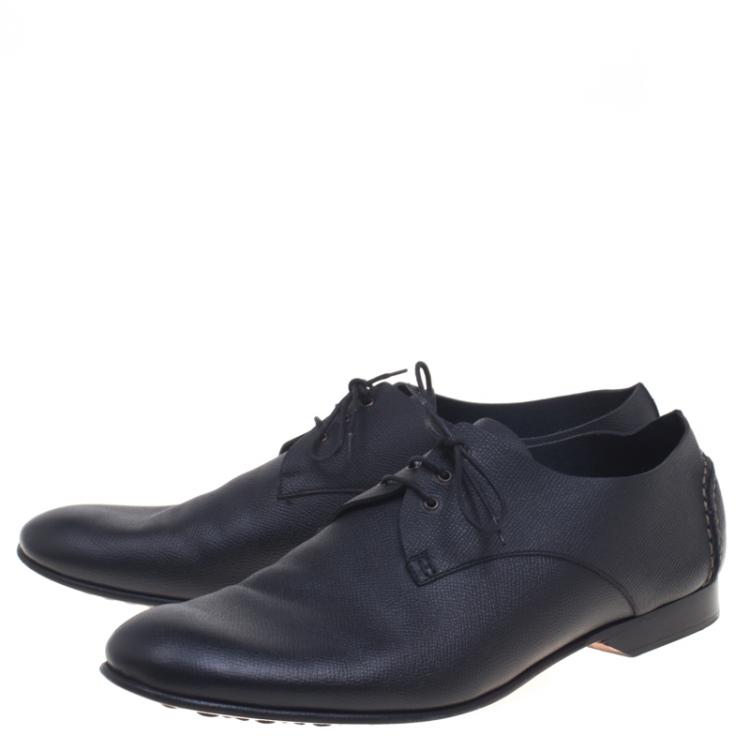 Pre Owned Hermes Black Leather Kent Derby Size 44