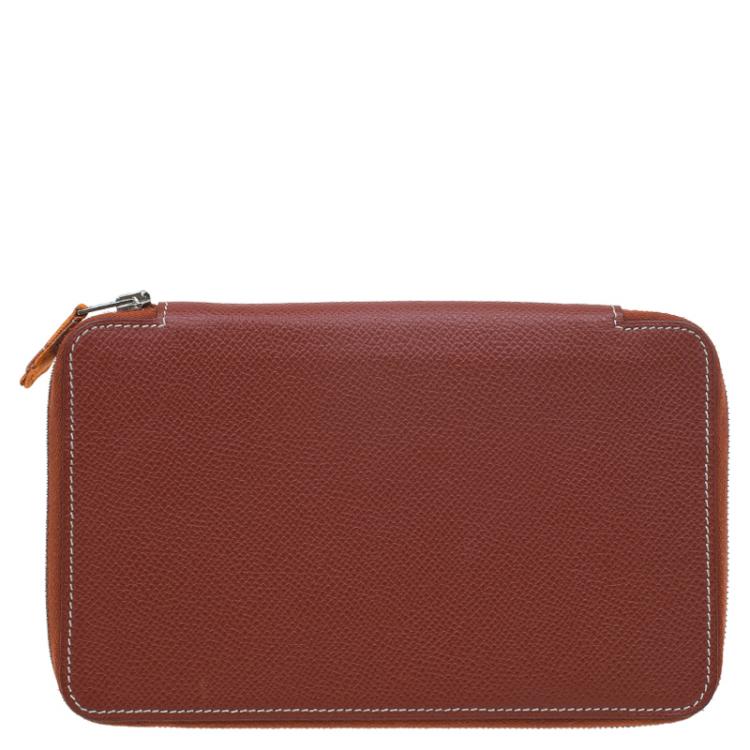 Pre Owned Hermes Brown Leather Silky daily Globe-Trotter Agenda