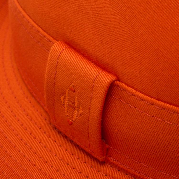 Pre Owned Hermes Orange Cotton H Embroidered Funky Fedora Hat ( Size 59 )