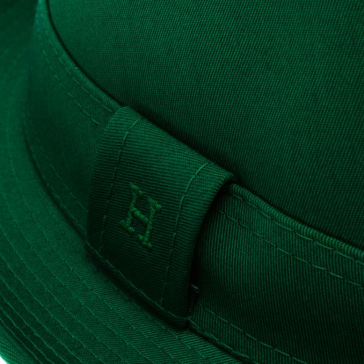 مملوكة مسبقًا Hermes Green Cotton H Embroidered Funky Fedora Hat Size 58