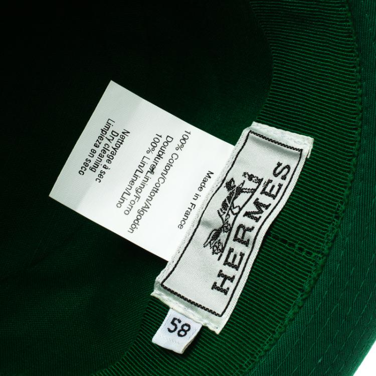مملوك�ة مسبقًا Hermes Green Cotton H Embroidered Funky Fedora Hat Size 58