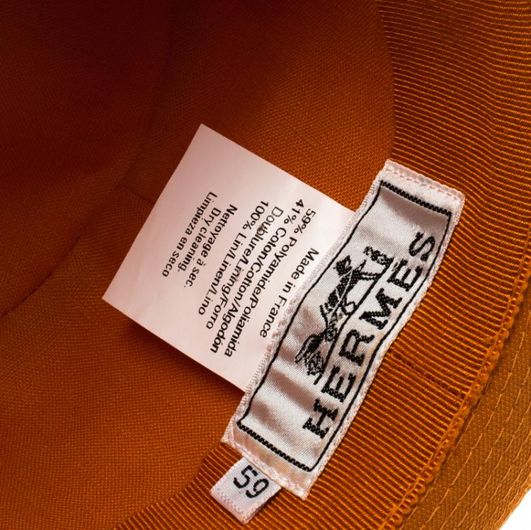 Pre Owned Hermes Saffron Funk Fedora Hat ( Size 59 )