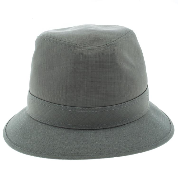 Pre Owned Hermes Grey H Embroidered Funky Fedora Hat ( Size 58 )