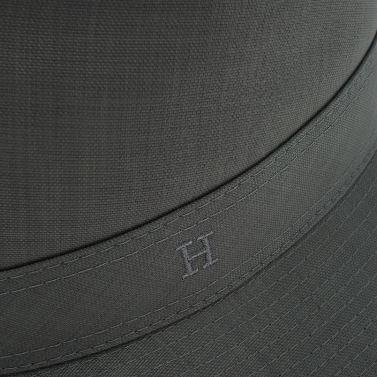 Pre Owned Hermes Grey H Embroidered Funky Fedora Hat ( Size 58 )