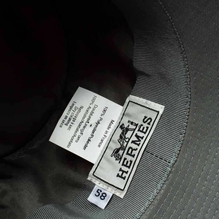 Pre Owned Hermes Grey H Embroidered Funky Fedora Hat ( Size 58 )