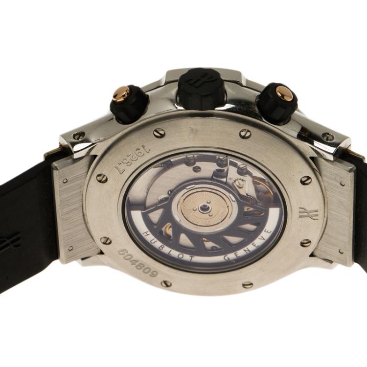 Pre Owned Hublot Black 18K Rose Gold and Stainless Steel Super B Flyback Men's Wristwatch 42MM