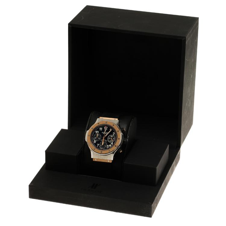 Pre Owned Hublot Black 18K Rose Gold and Stainless Steel Super B Flyback Men's Wristwatch 42MM