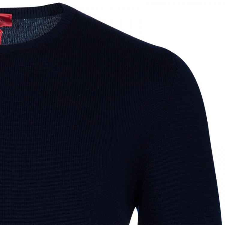 Pre Owned Hugo by Hugo Boss Men's Navy Blue Sweater Size XL