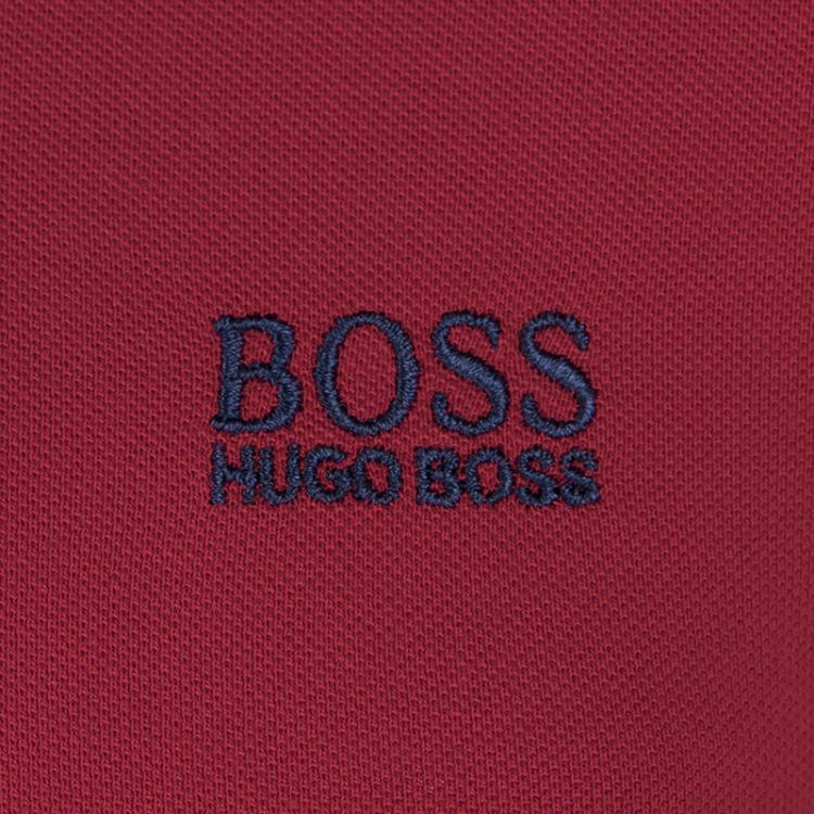 Pre Owned Boss by Hugo Boss Red Cotton Logo Short Sleeve Polo Shirt L