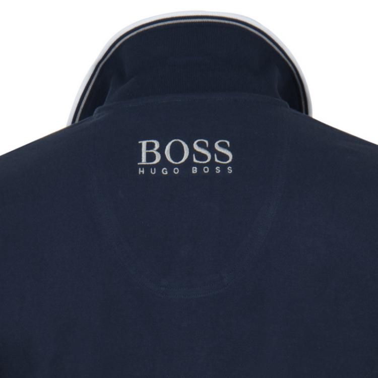 Pre Owned Boss by Hugo Boss Navy Contrast Stripe Cotton Logo Polo Shirt M