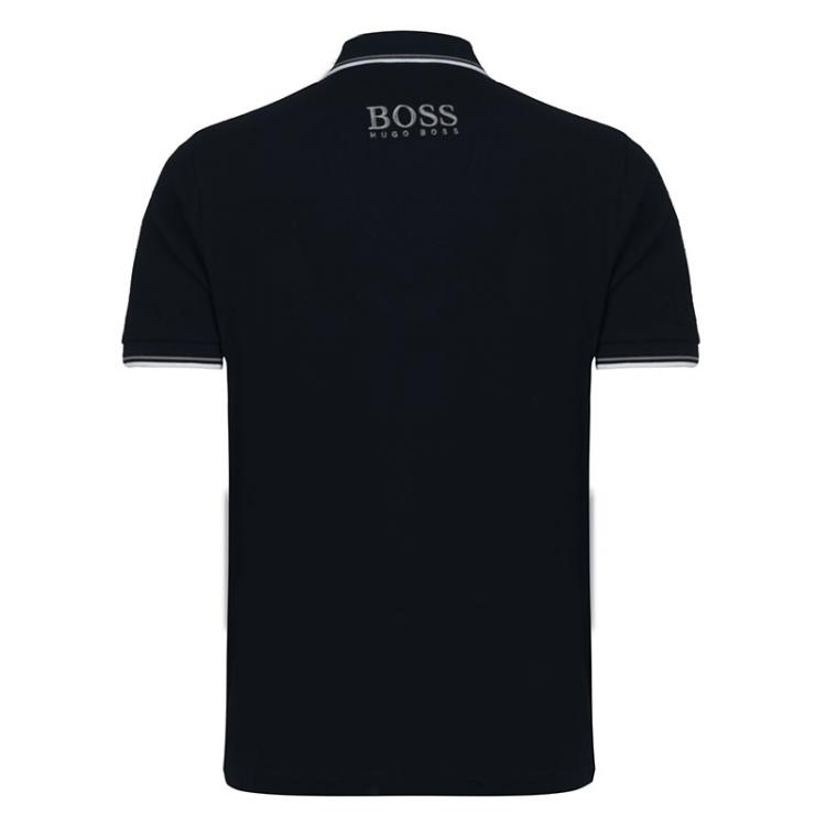 Pre Owned Boss by Hugo Boss Black Contrast Stripe Cotton Logo Polo Shirt S