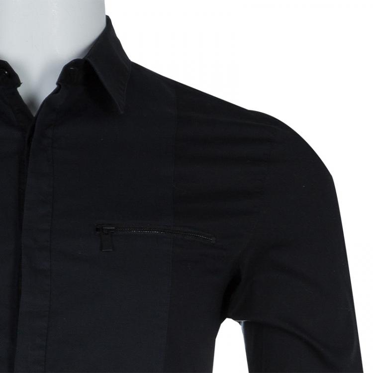 Pre Owned Hugo By Hugo Boss Black Bib Front Slim Fit Shirt S