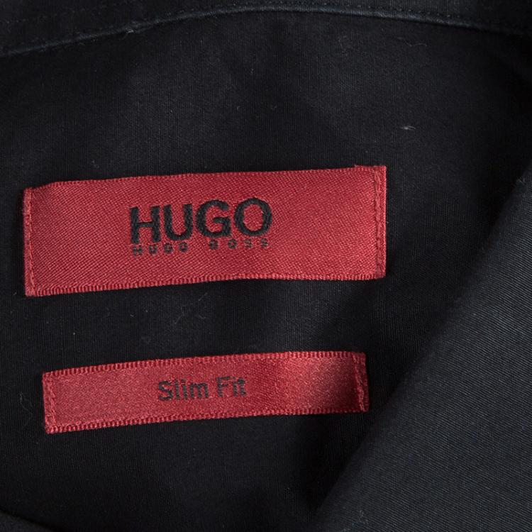 Pre Owned Hugo By Hugo Boss Black Bib Front Slim Fit Shirt S