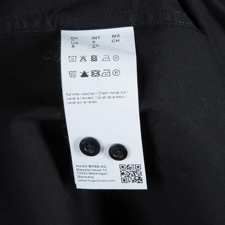 Pre Owned Hugo By Hugo Boss Black Bib Front Slim Fit Shirt S