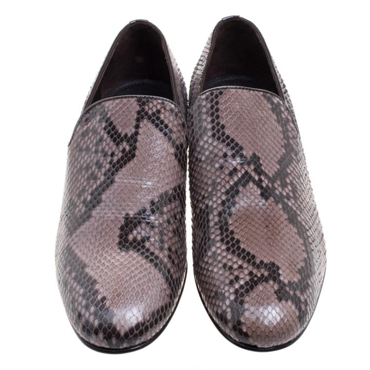 Pre Owned Jimmy Choo Brown Python Sloane Slip-Ons Size 45