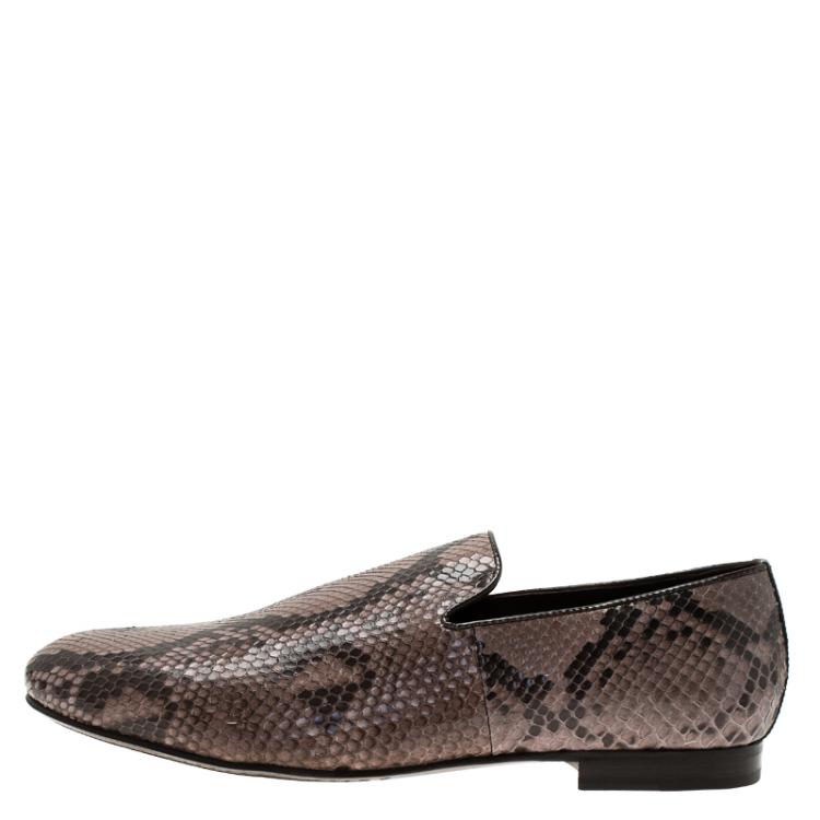 Pre Owned Jimmy Choo Brown Python Sloane Slip-On Size 45