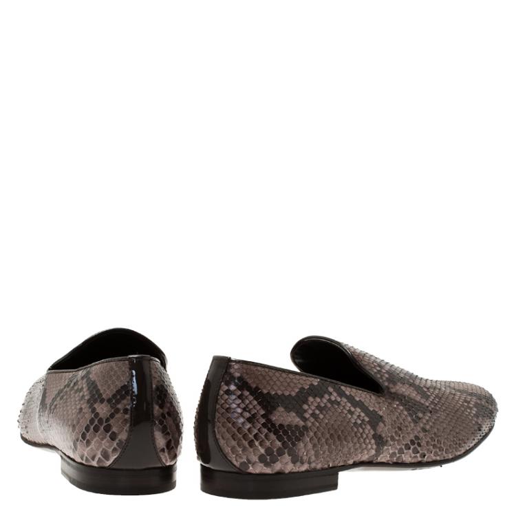 Pre Owned Jimmy Choo Brown Python Sloane Slip-On Size 45