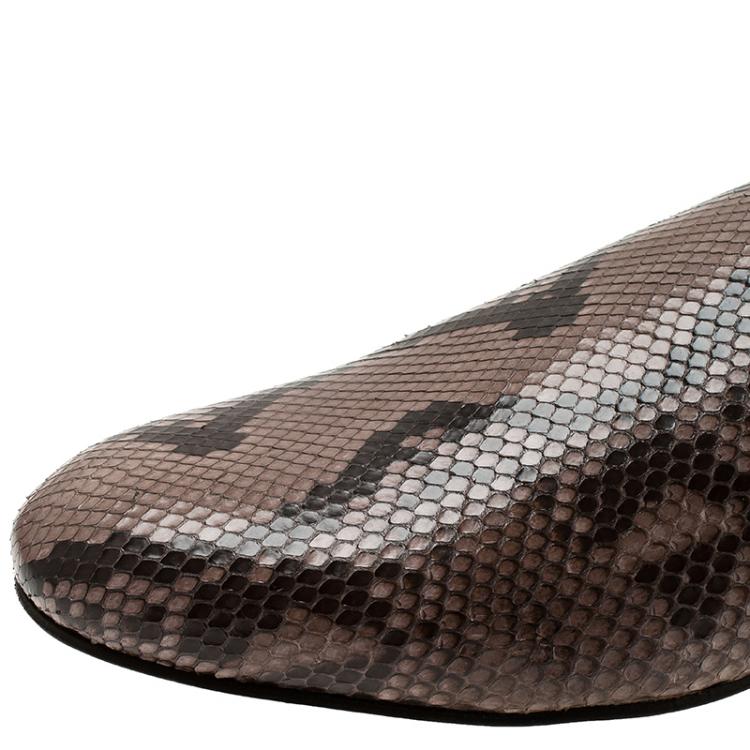 Pre Owned Jimmy Choo Brown Python Sloane Slip-On Size 45