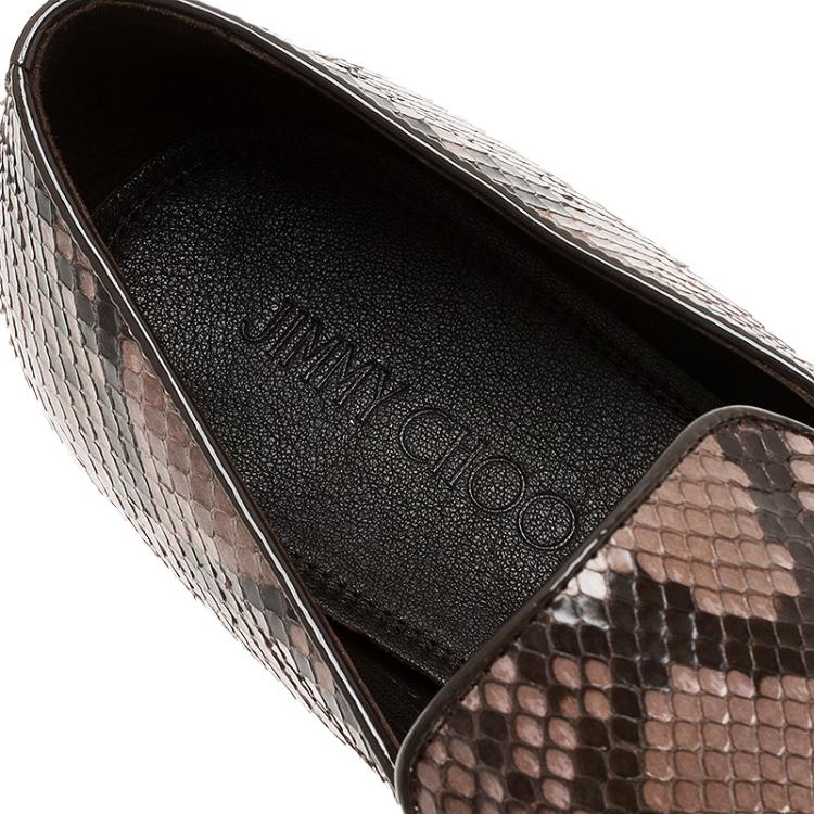 Pre Owned Jimmy Choo Brown Python Sloane Slip-On Size 45