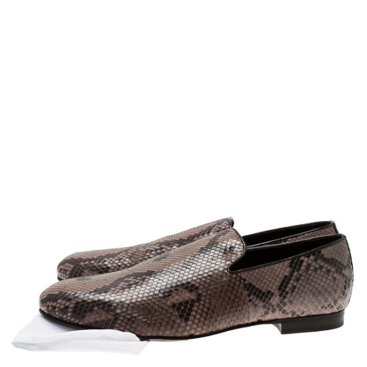 Pre Owned Jimmy Choo Brown Python Sloane Slip-On Size 45