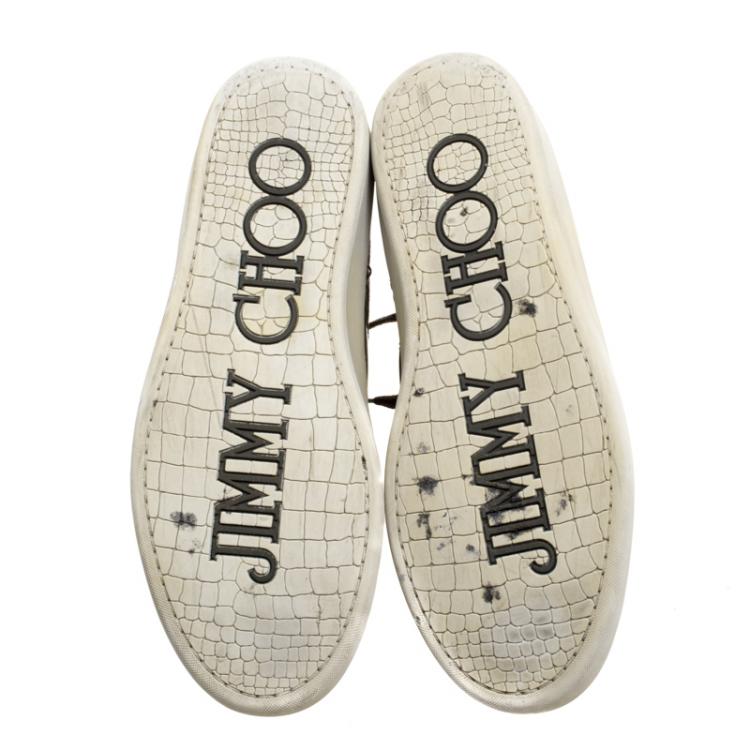 Pre Owned Jimmy Choo Camouflage Printed Pony Hair Belgravia High Top Sneakers Size 44