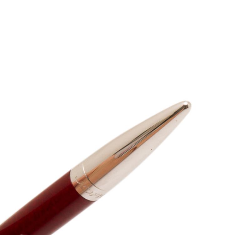 Pre Owned Jorg Hysek Red and Silver Stainless Steel Leather Rollerball Pen