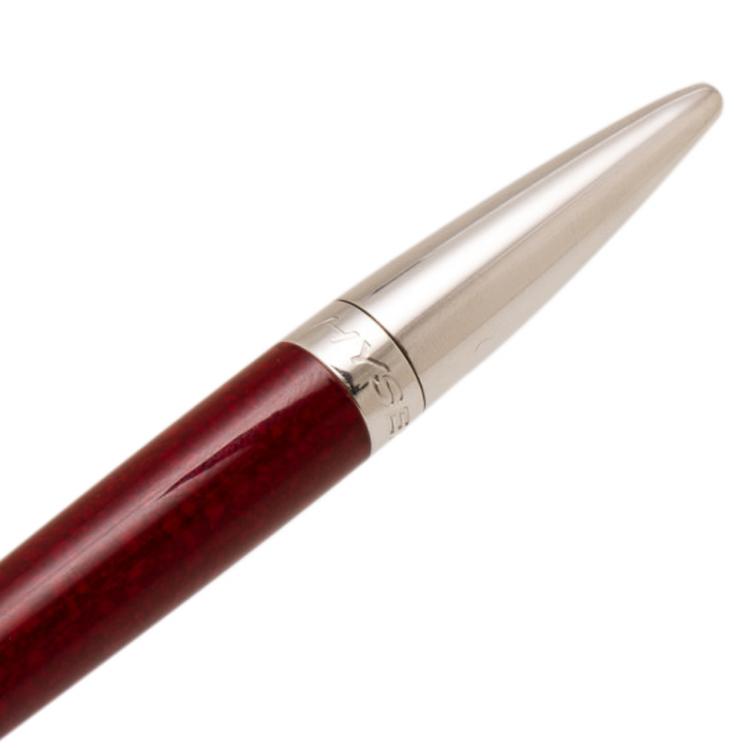 Pre Owned Jorg Hysek Red and Silver Stainless Steel Leather Rollerball Pen