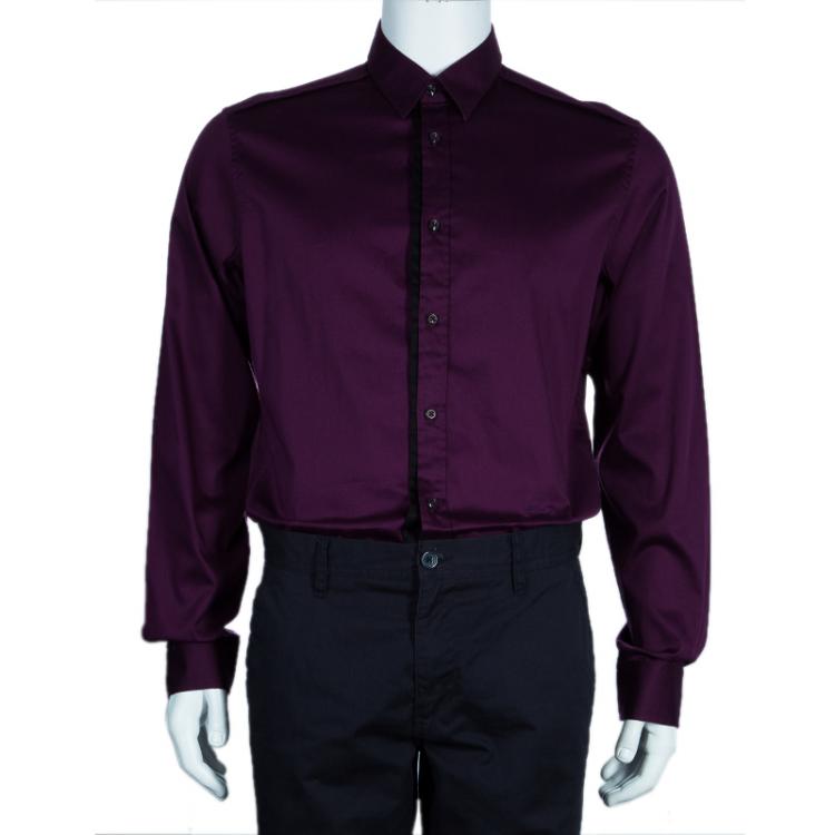Pre Owned Just Cavalli Men's Purple Cotton Shirt L