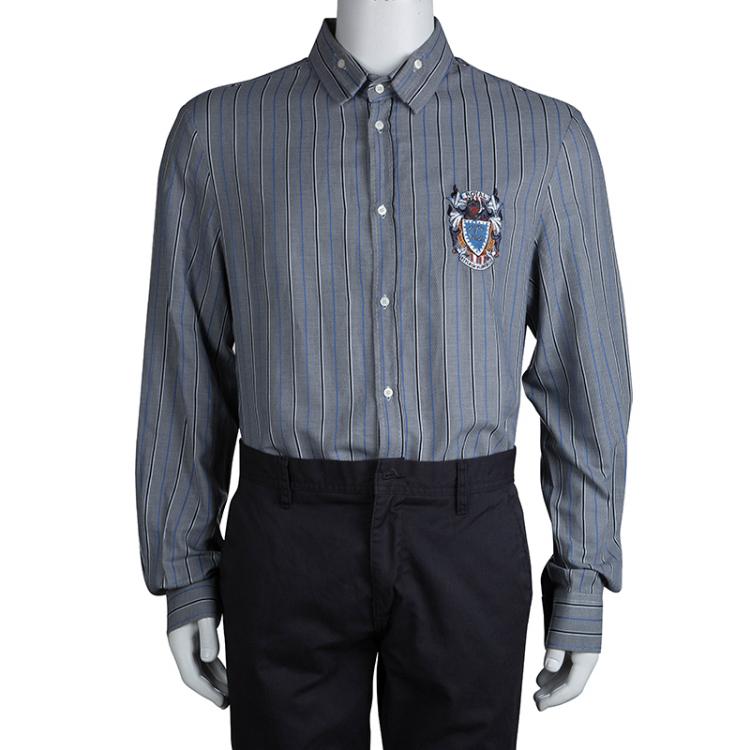 Pre Owned Just Cavalli Grey Striped Long Sleeve Button Front Shirt XXXL