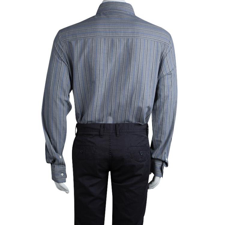 Pre Owned Just Cavalli Grey Striped Long Sleeve Button Front Shirt XXXL