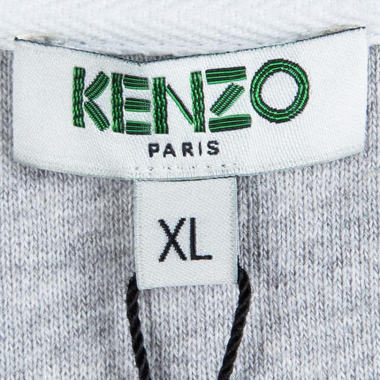 Pre Owned Kenzo Grey Cotton Knit Embroidered Tiger Motif Sweatshirt XL