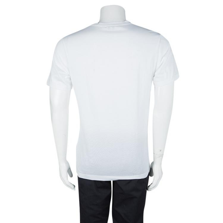 Pre Owned Kenzo White Jersey Printed Crew Neck T-Shirt L