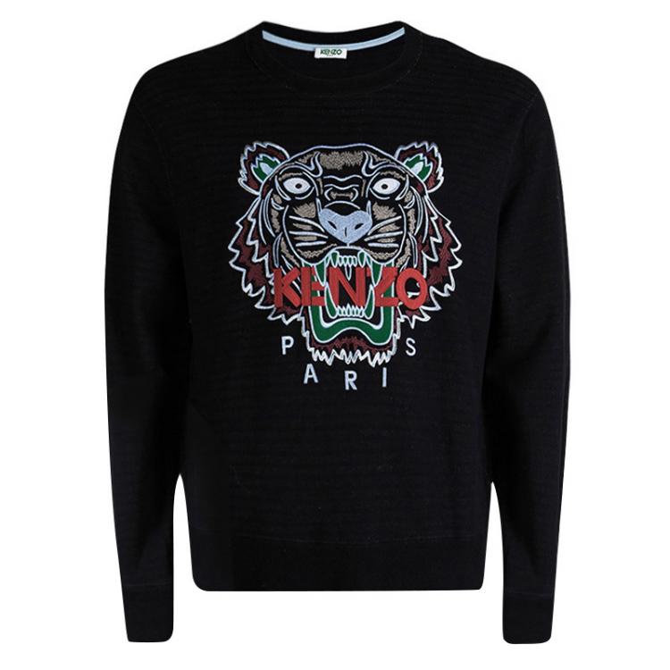Kenzo Black Striped Knit Embroidered 