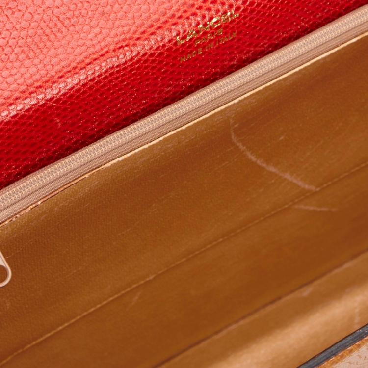 Pre Owned Lancel Bi Color Lizard Embossed Leather Attache Briefcase