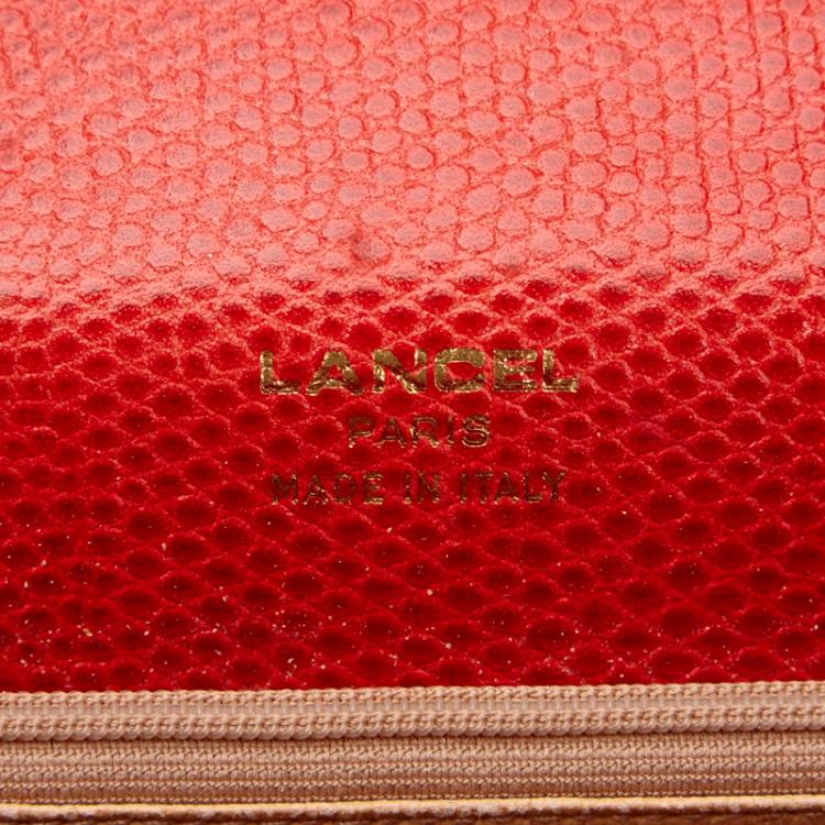 Pre Owned Lancel Bi Color Lizard Embossed Leather Attache Briefcase