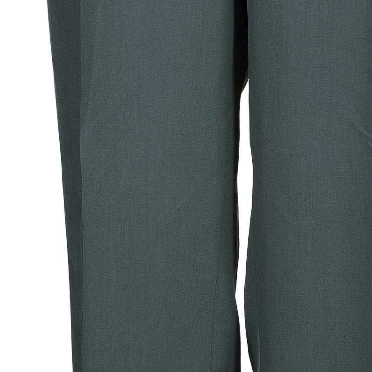 Pre Owned Lanvin Men's Gray Silk Double Breasted Suit XL