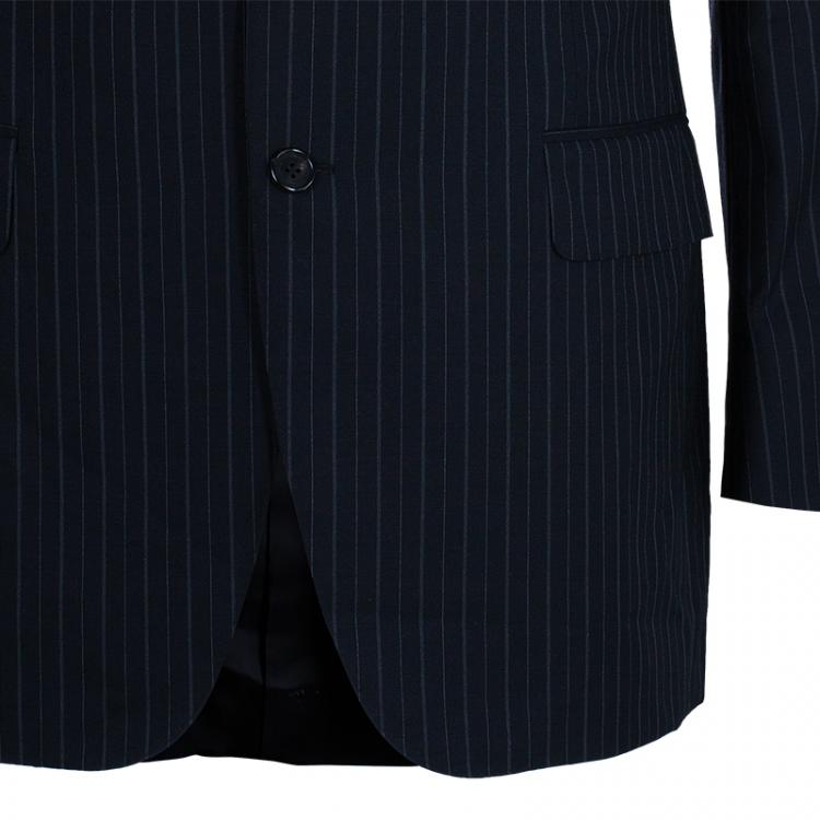 Pre Owned Lanvin Men's Black Striped Suit M