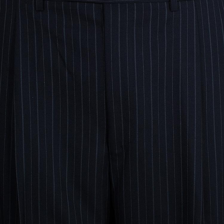 Pre Owned Lanvin Men's Black Striped Suit M