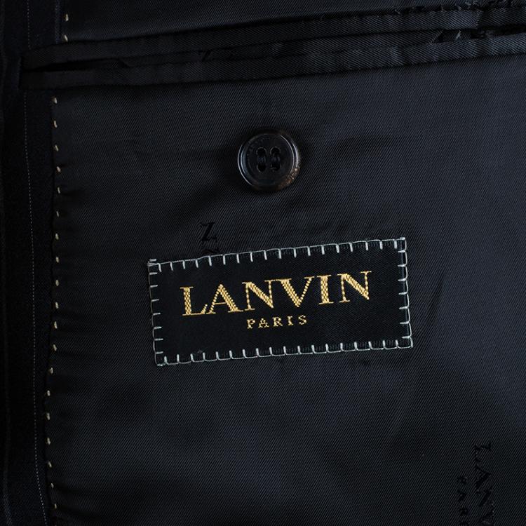 Pre Owned Lanvin Men's Black Striped Suit M