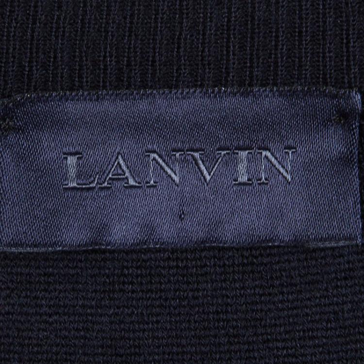 Pre Owned Lanvin Navy Blue Merinos Wool V-Neck Sweater L