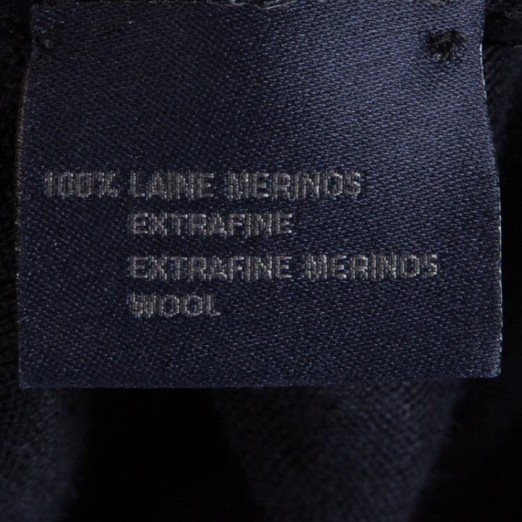 Pre Owned Lanvin Navy Blue Merinos Wool V-Neck Sweater L