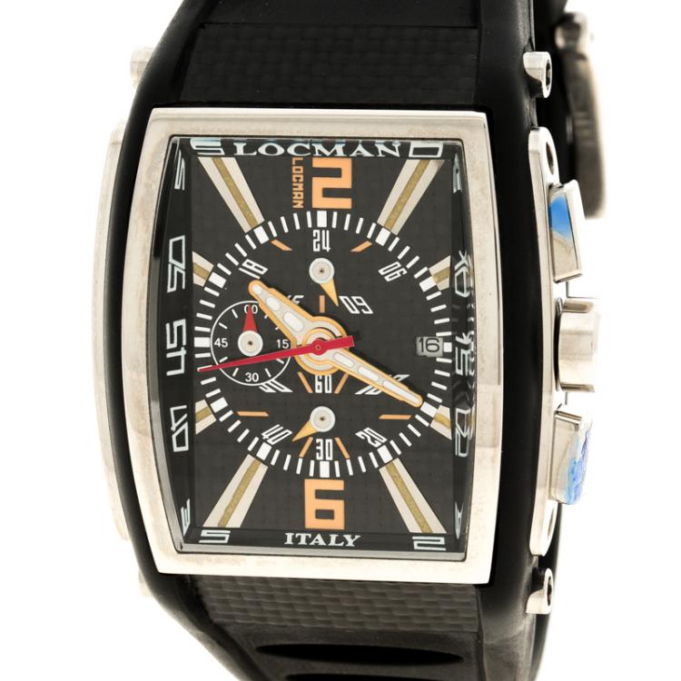 مملوكة مسبقًا Locman Black Tremila N.C0490 Rubber Men's Wristwatch 40MM