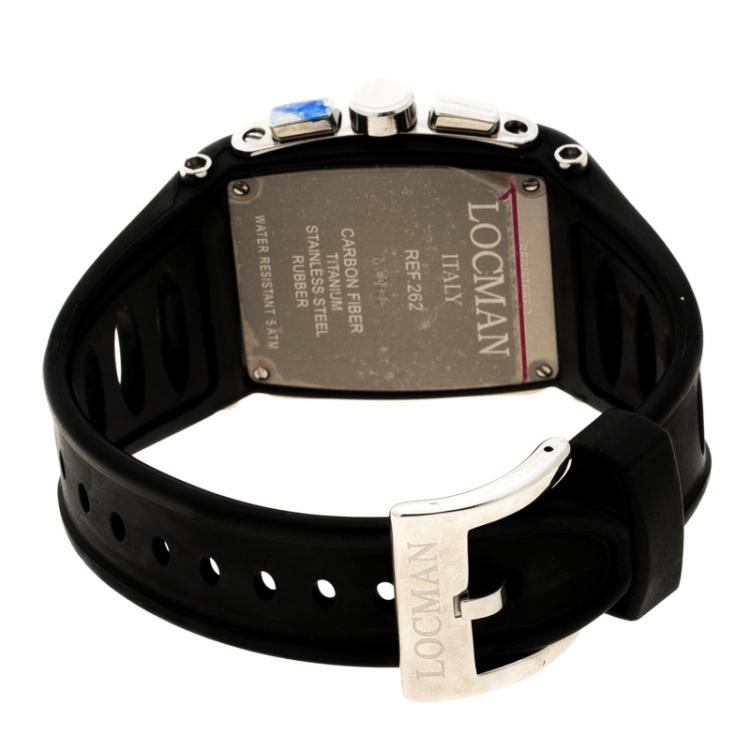 مملوكة مسبقًا Locman Black Tremila N.C0490 Rubber Men's Wristwatch 40MM