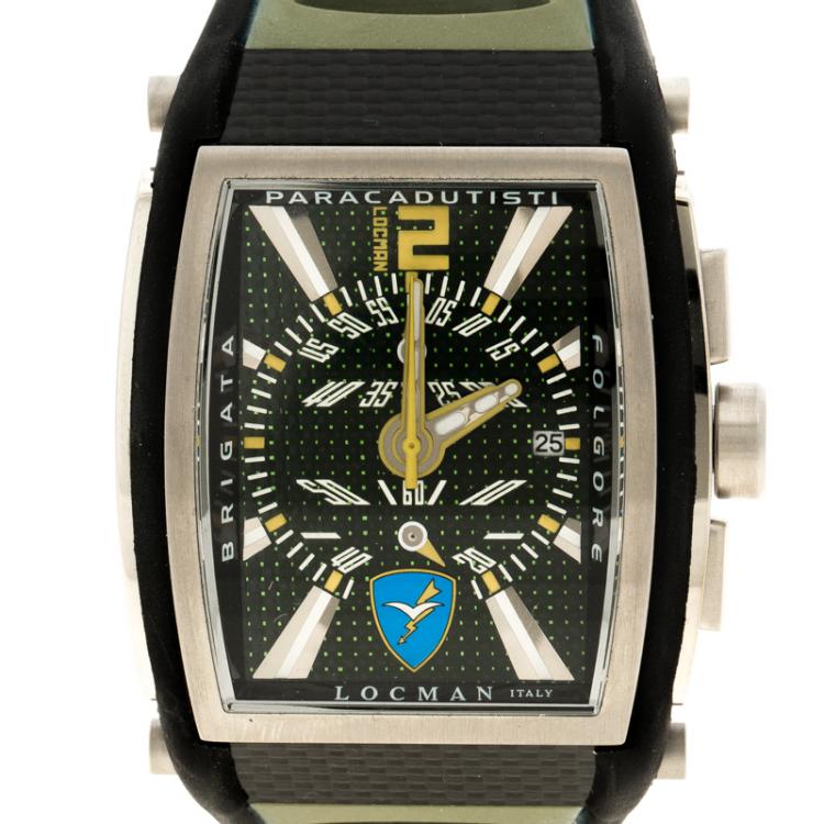 مملوكة مسبقًا Locman Green Tremila N.0727 Rubber Men's Wristwatch 42MM