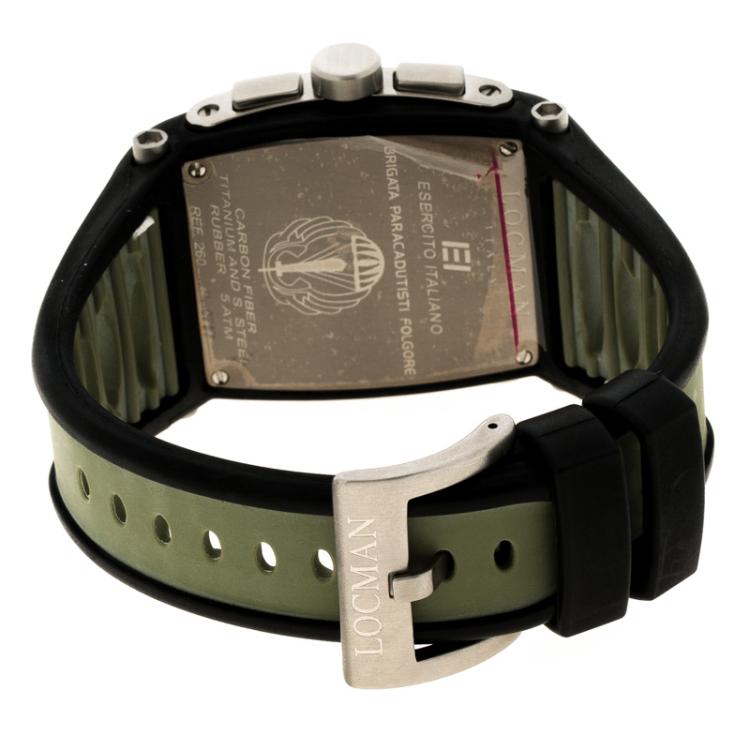 مملوكة مسبقًا Locman Green Tremila N.0727 Rubber Men's Wristwatch 42MM