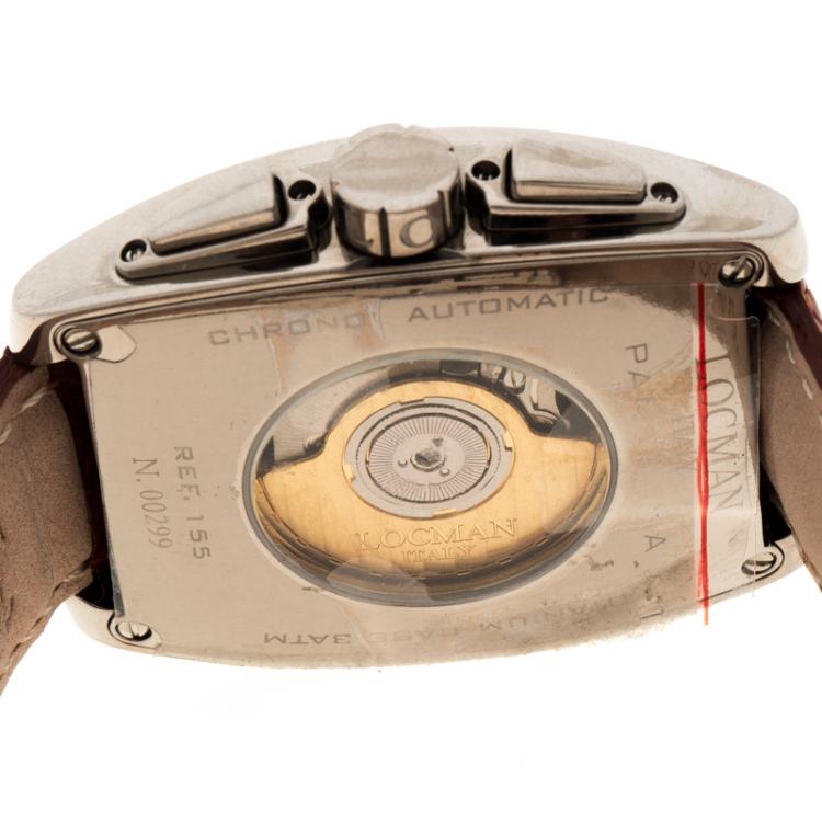 مملوكة مسبقًا Locman Cream Panorama N.00299 Ostrich Leather Men's Wristwatch 37MM