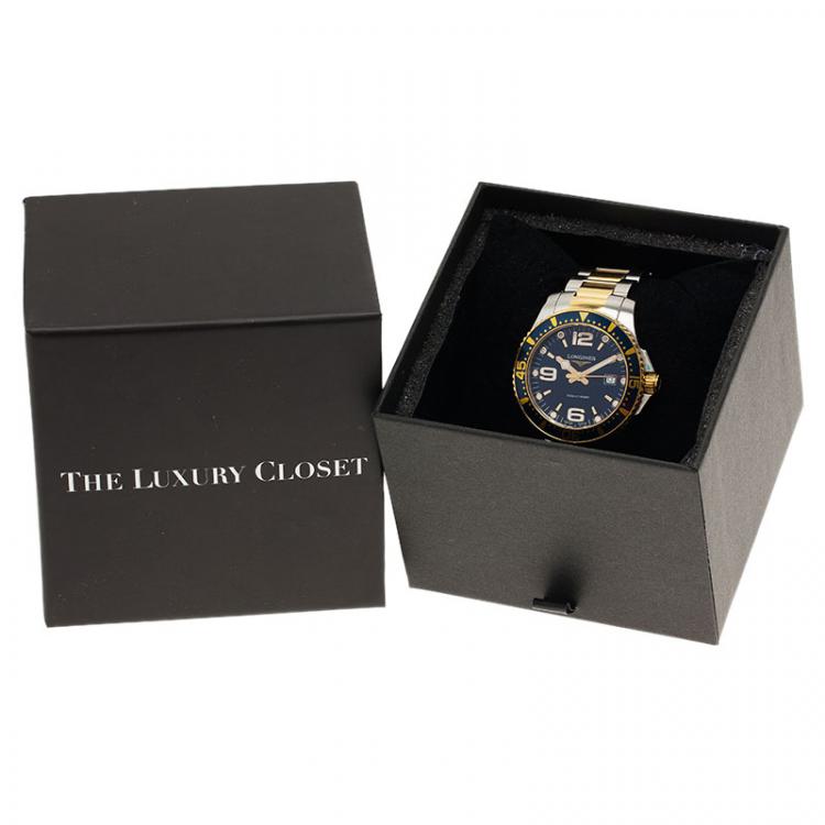 Pre Owned Longines Blue Stainless Steel Hydroconquest Men's Wristwatch 39MM