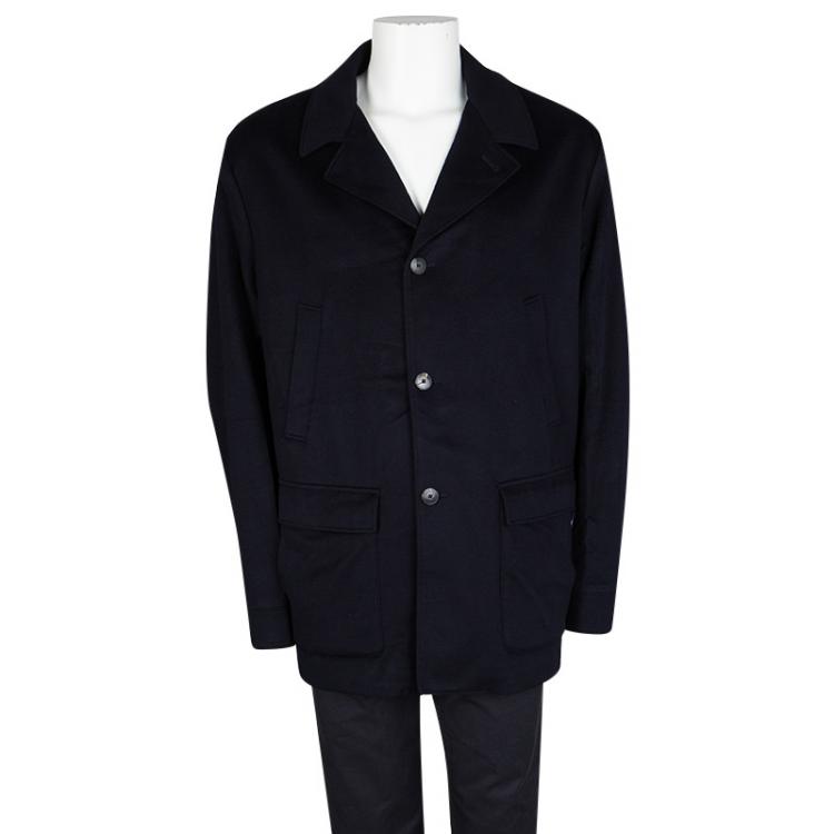 Pre Owned Loro Piana Navy Blue Cashmere Storm System Jacket 3XL
