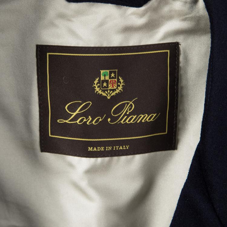 Pre Owned Loro Piana Navy Blue Cashmere Storm System Jacket 3XL