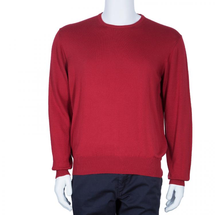 Pre Owned Loro Piana Men's Red Crewneck Sweater M